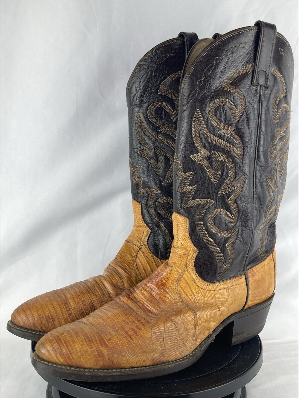 Vintage Men’s 11.5 D Dan Post Teju Lizard Skin Tan Brown Western Cowboy Boots